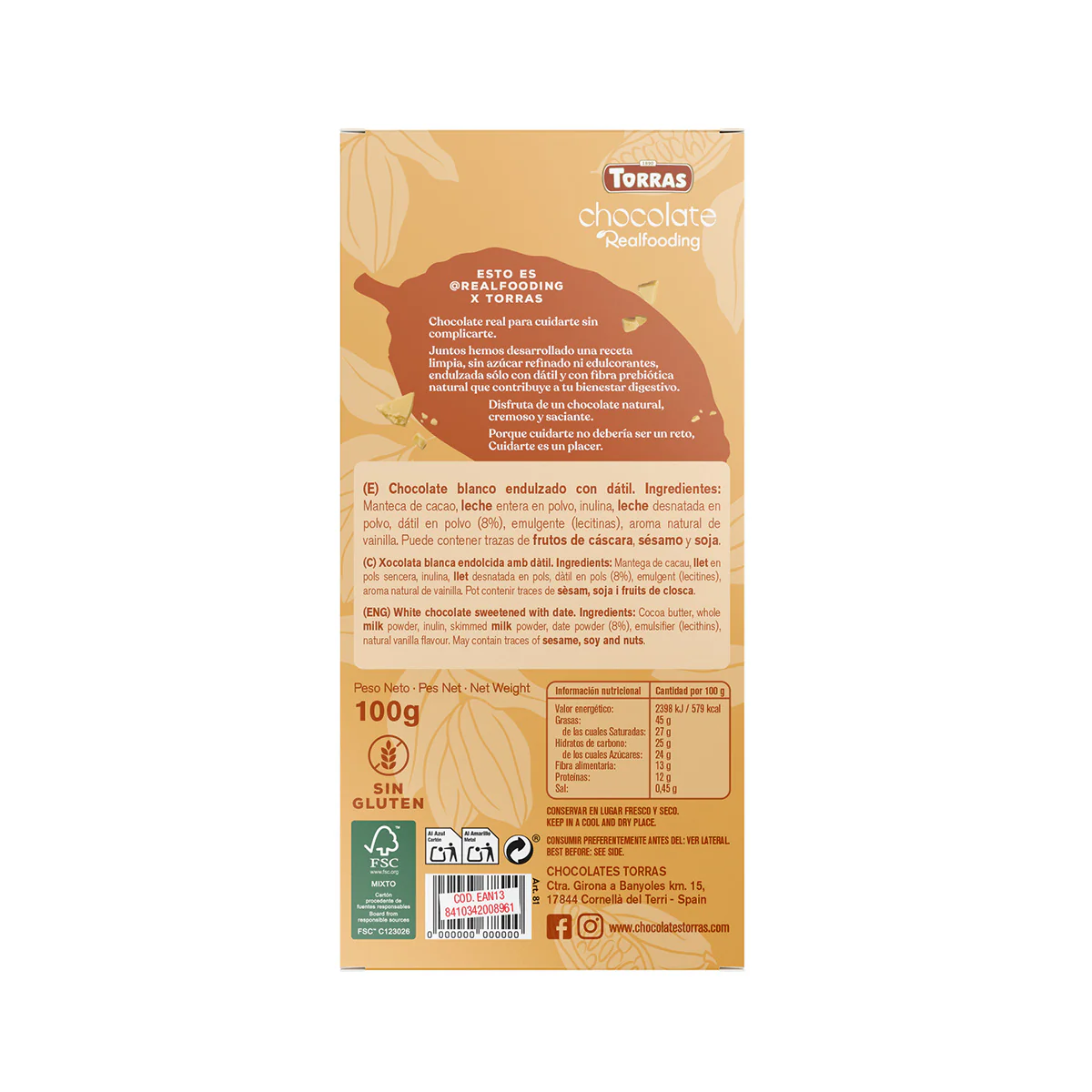 Chocolate blanco Realfooding 100g - Image 2
