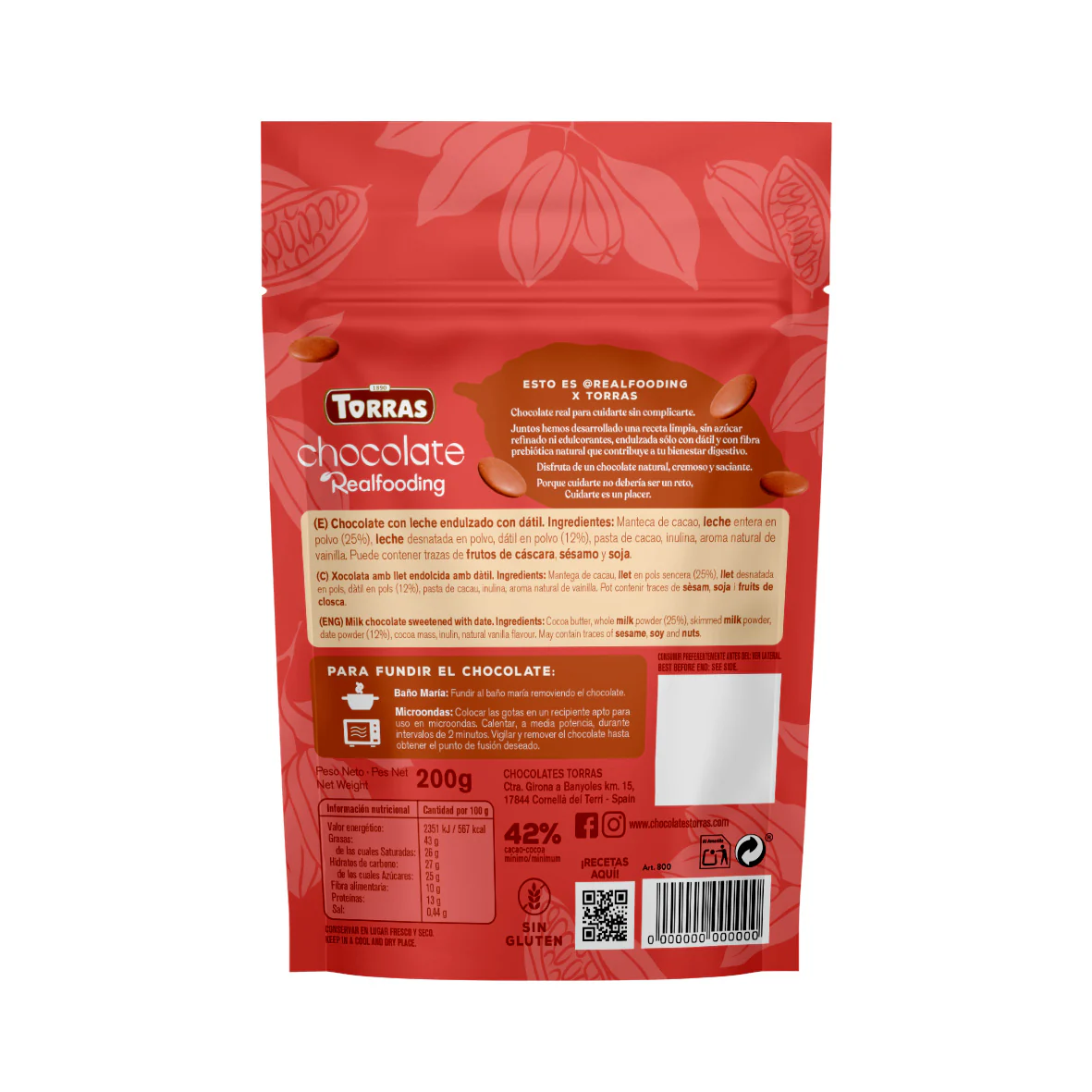 Cobertura en gotas leche Realfooding 200g - Image 2