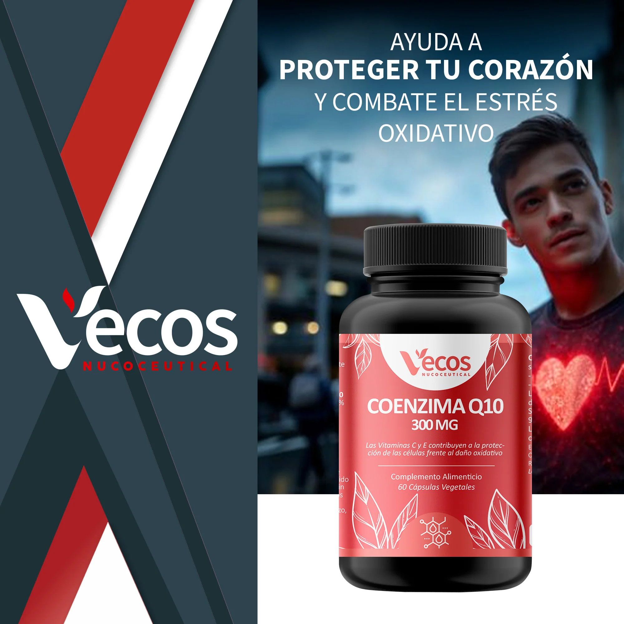 Coenzima Q10 300 Mg Vecos | Rendimiento Físico, Corazon Saludable Y Apoyo Energético - Image 2