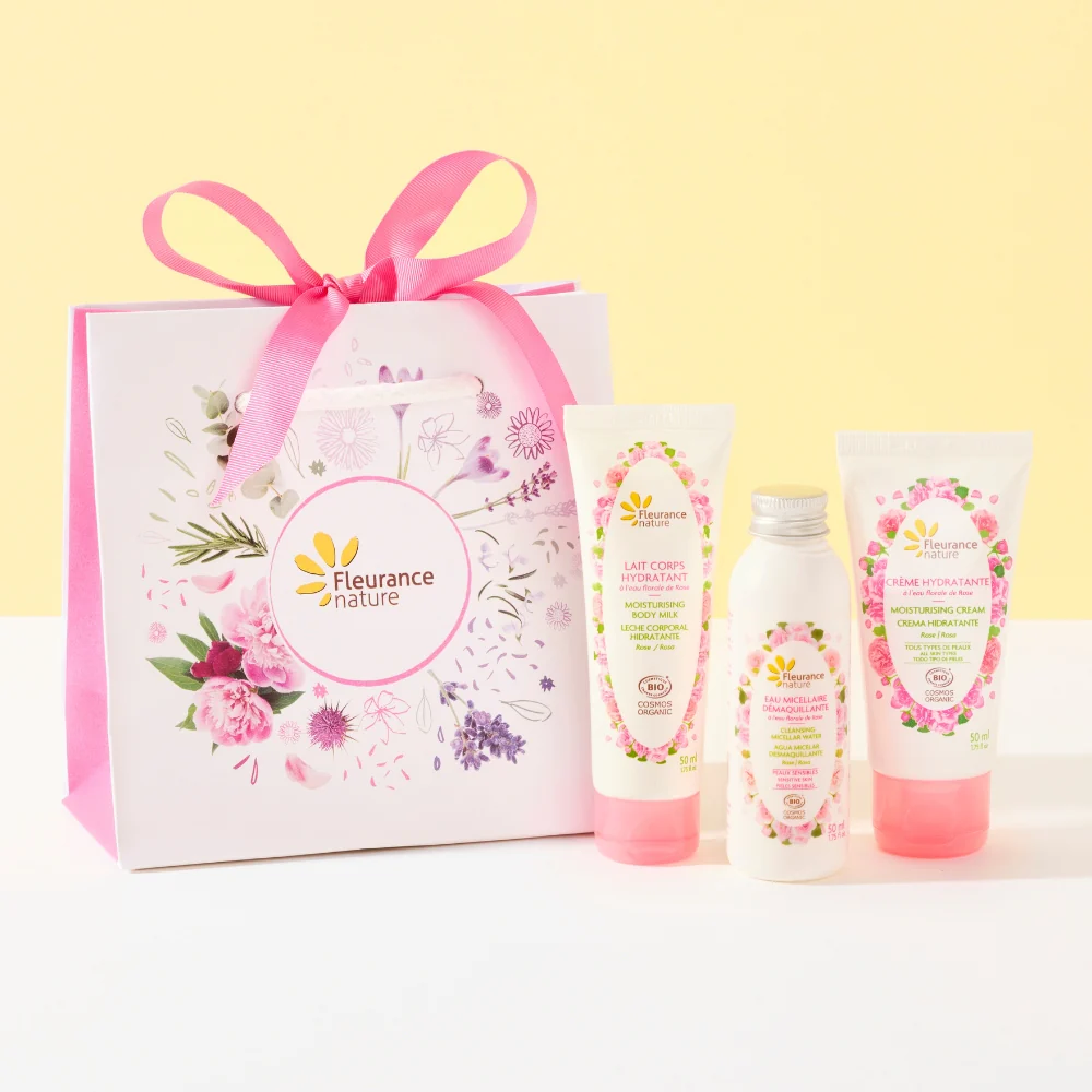 Cofre Bolsa Trío Hidratación Rosa (leche Hidratante - Agua Micelar - Crema Hidratante 50ml) - Día de la Madre
