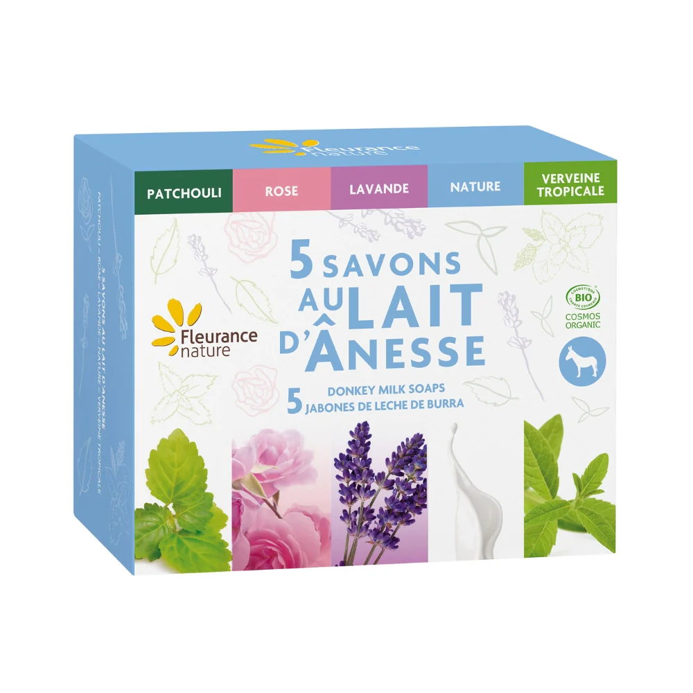 Cofre De 5 Jabones Con Leche De Burra Eco Fleurance Nature 100g