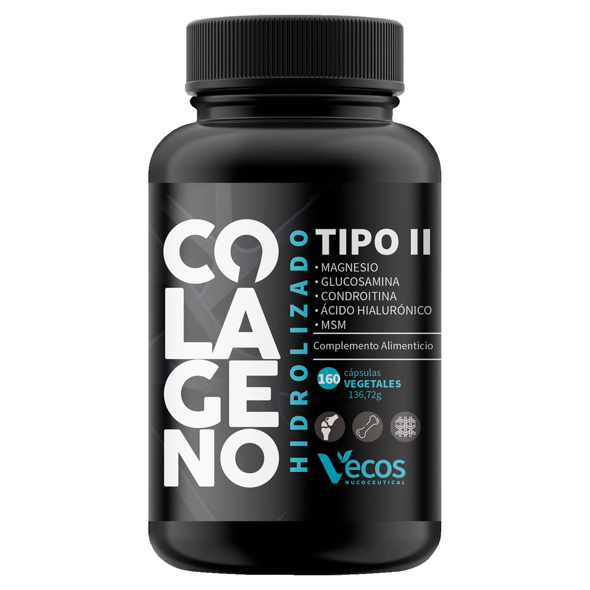 Colágeno Tipo Ii Vecos 160 Cápsulas | Comfort Para Articulaciones Y Movilidad | Glucosamina + Condroitina + Msm