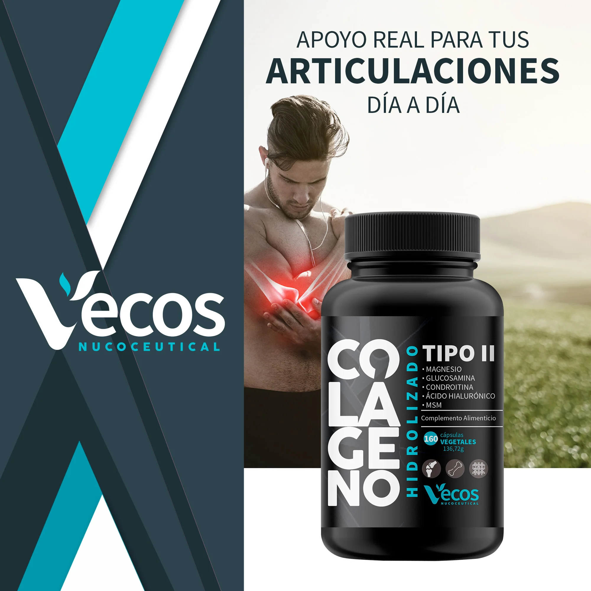Colágeno Tipo Ii Vecos 160 Cápsulas | Comfort Para Articulaciones Y Movilidad | Glucosamina + Condroitina + Msm - Image 2