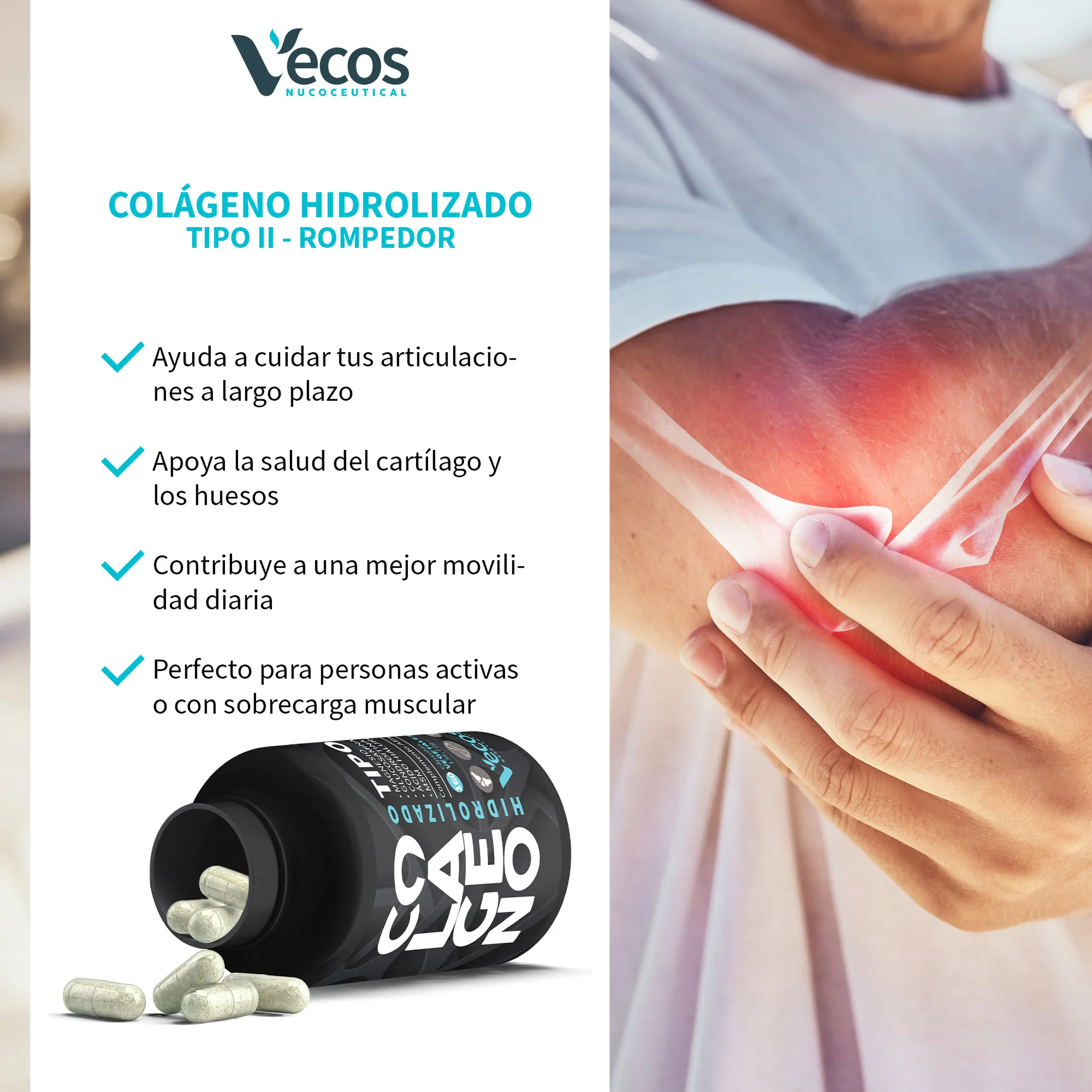 Colágeno Tipo Ii Vecos 160 Cápsulas | Comfort Para Articulaciones Y Movilidad | Glucosamina + Condroitina + Msm - Image 4