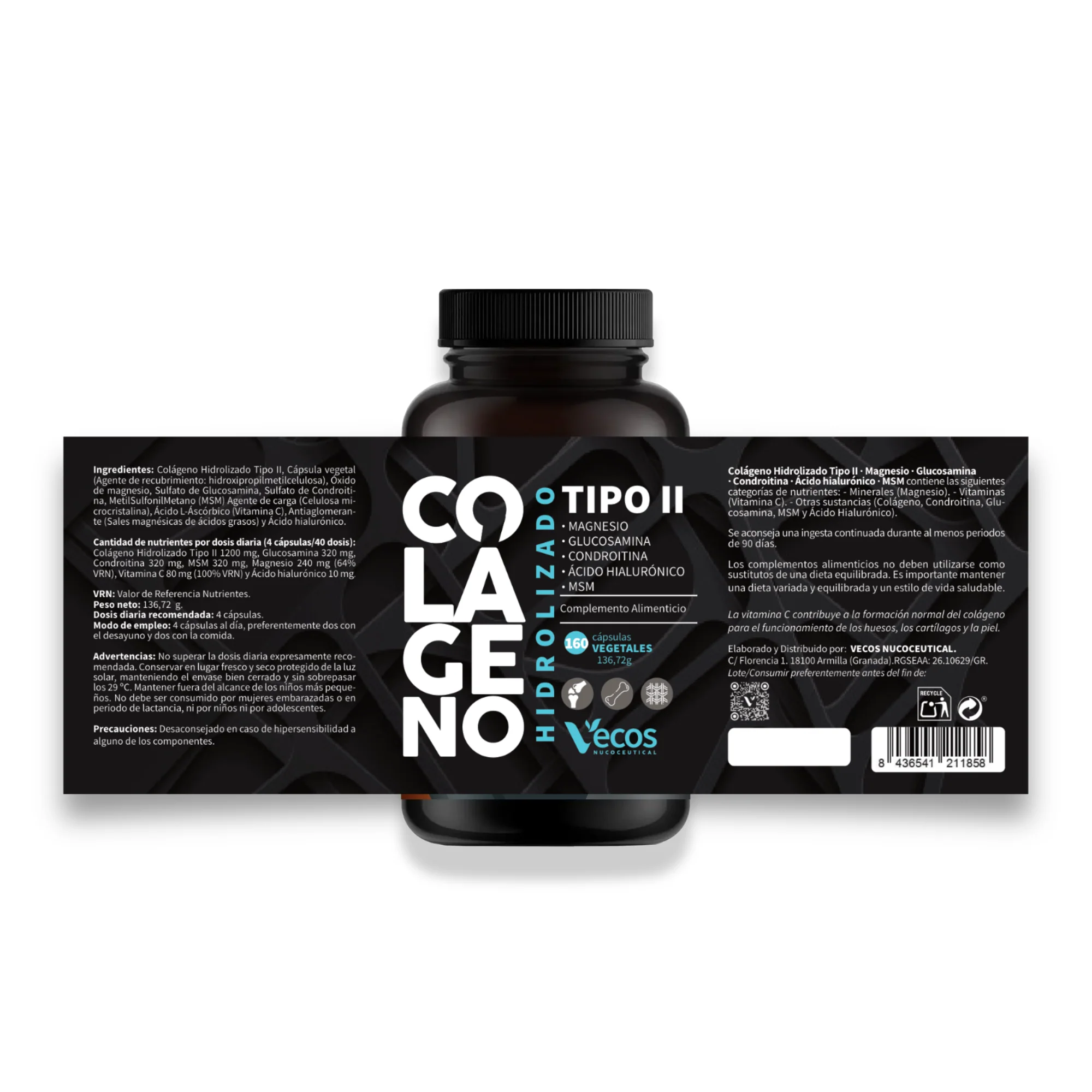 Colágeno Tipo Ii Vecos 160 Cápsulas | Comfort Para Articulaciones Y Movilidad | Glucosamina + Condroitina + Msm - Image 5