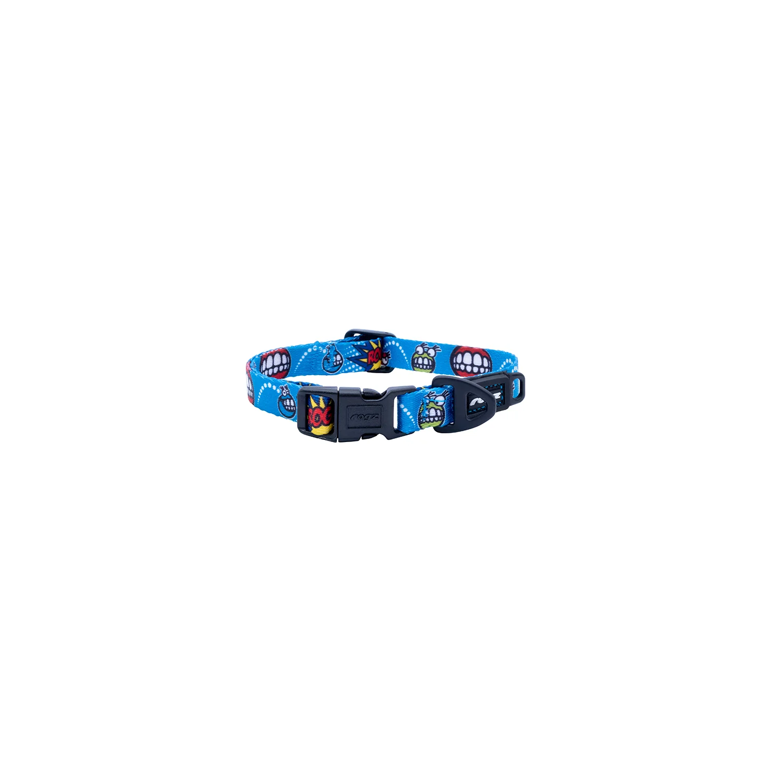 Collar Para Perro, Modelo Fusion De Rogz, Estampado Comic Azul. Talla M (12-22kg)