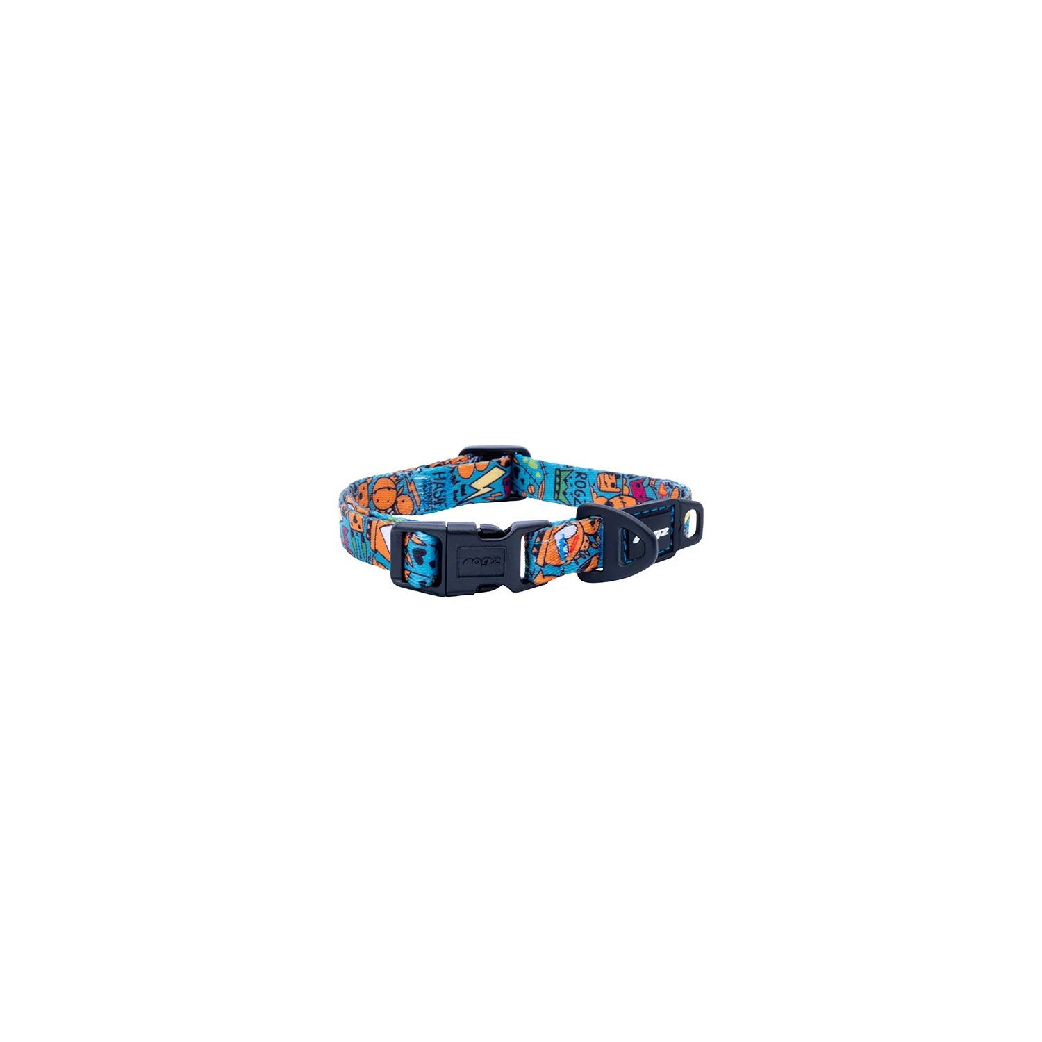 Collar Para Perro, Modelo Fusion De Rogz, Estampado Graffiti Azules. Talla S (8-14kg)