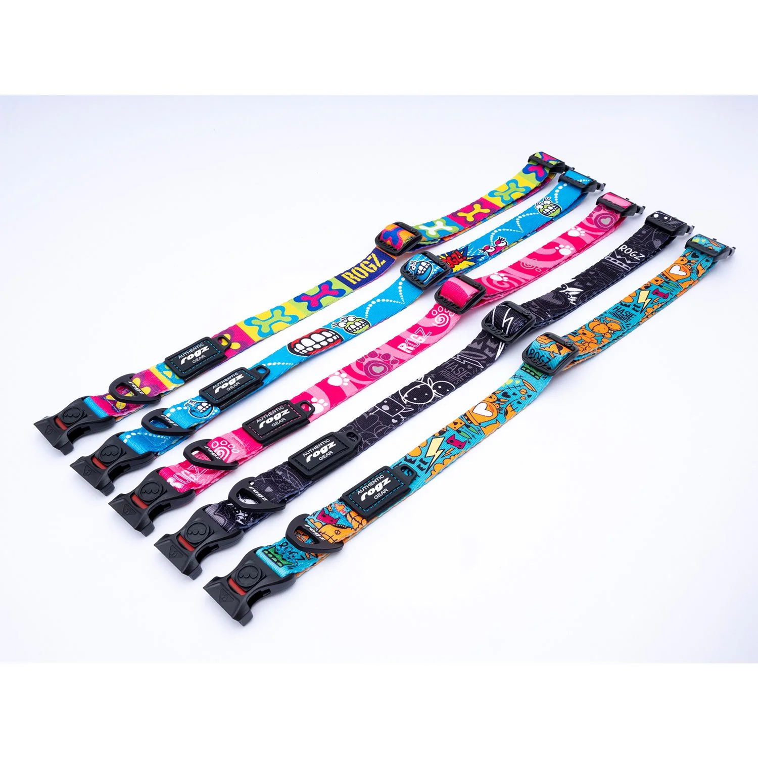 Collar Para Perro, Modelo Fusion De Rogz, Estampado Graffiti Negro. Talla M (12-22kg) - Image 5