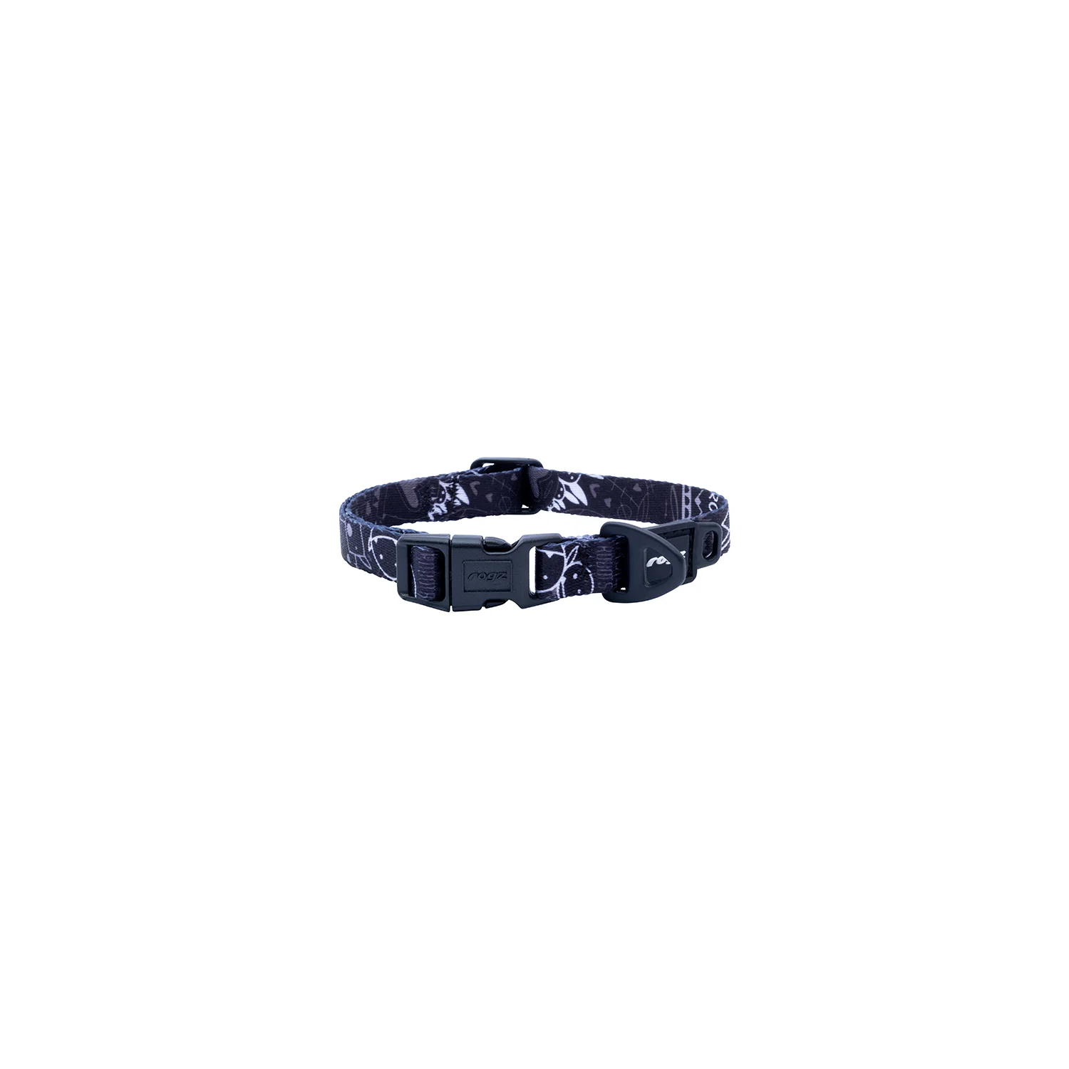 Collar Para Perro, Modelo Fusion De Rogz, Estampado Graffiti Negro. Talla S (8-14kg)
