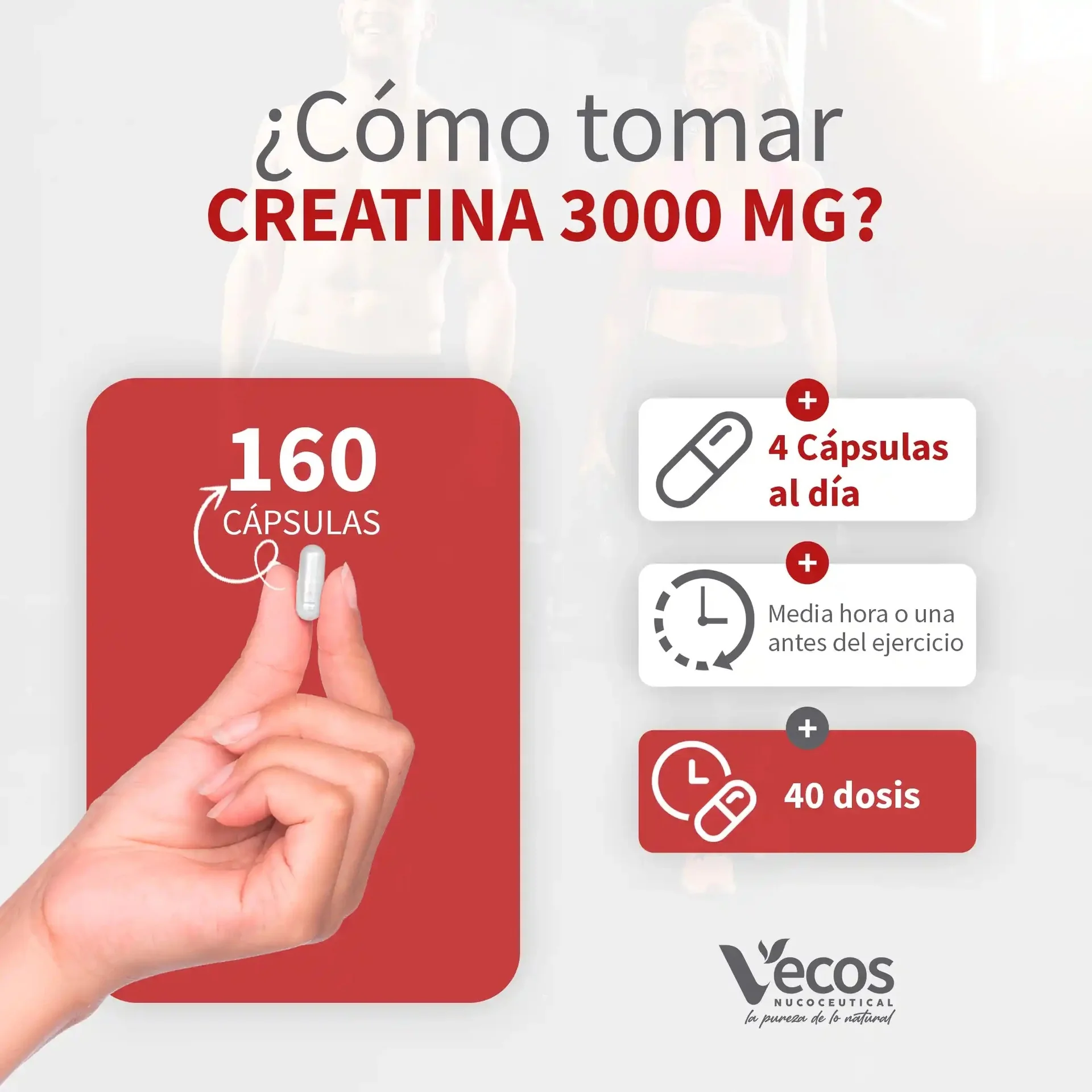 Creatina 3000 mg Vecos 160 capsulas - Image 4