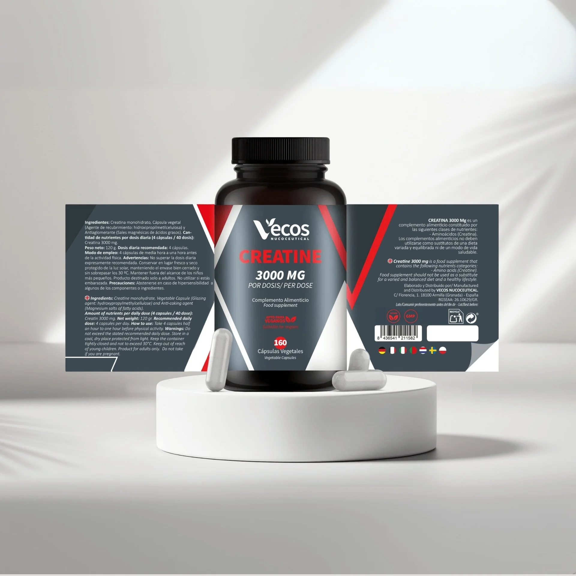 Creatina 3000 mg Vecos 160 capsulas - Image 5