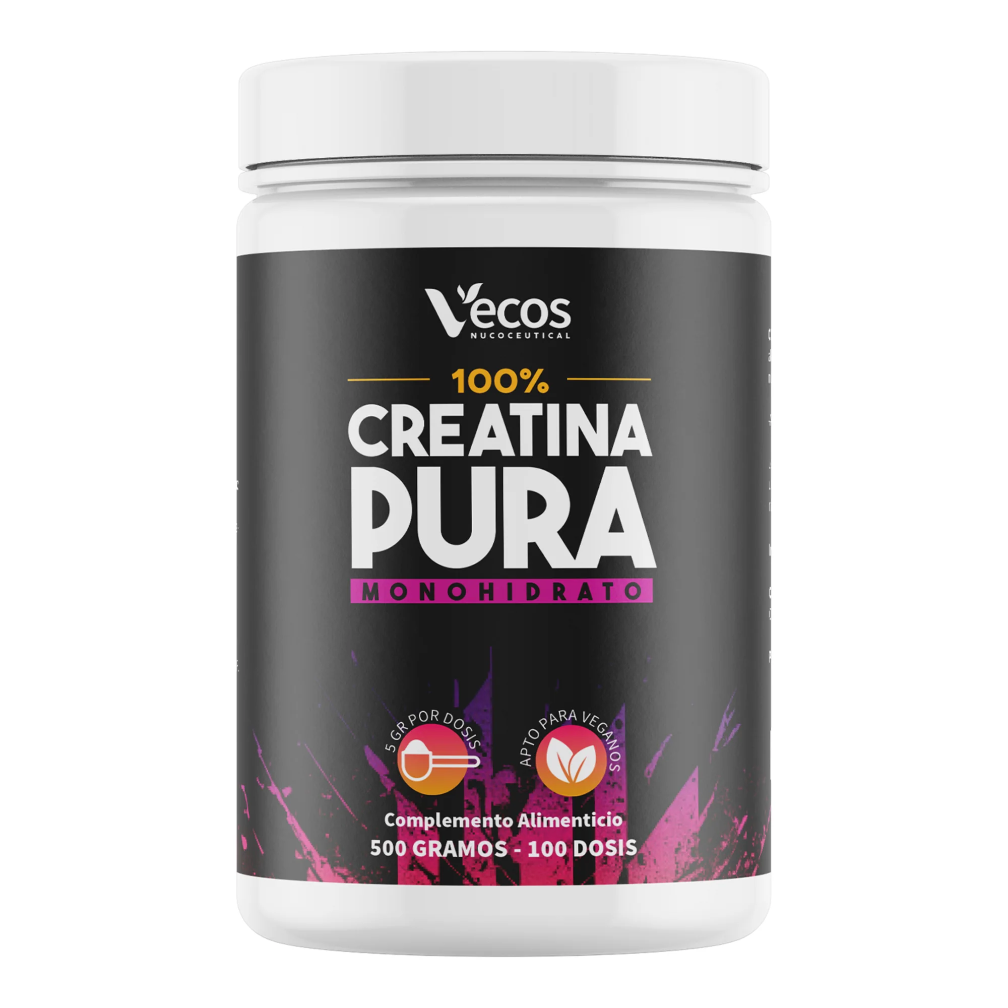 Creatina Monohidrato Pura Vecos 500 G | Para Fuerza, Potencia Y Entrenamiento