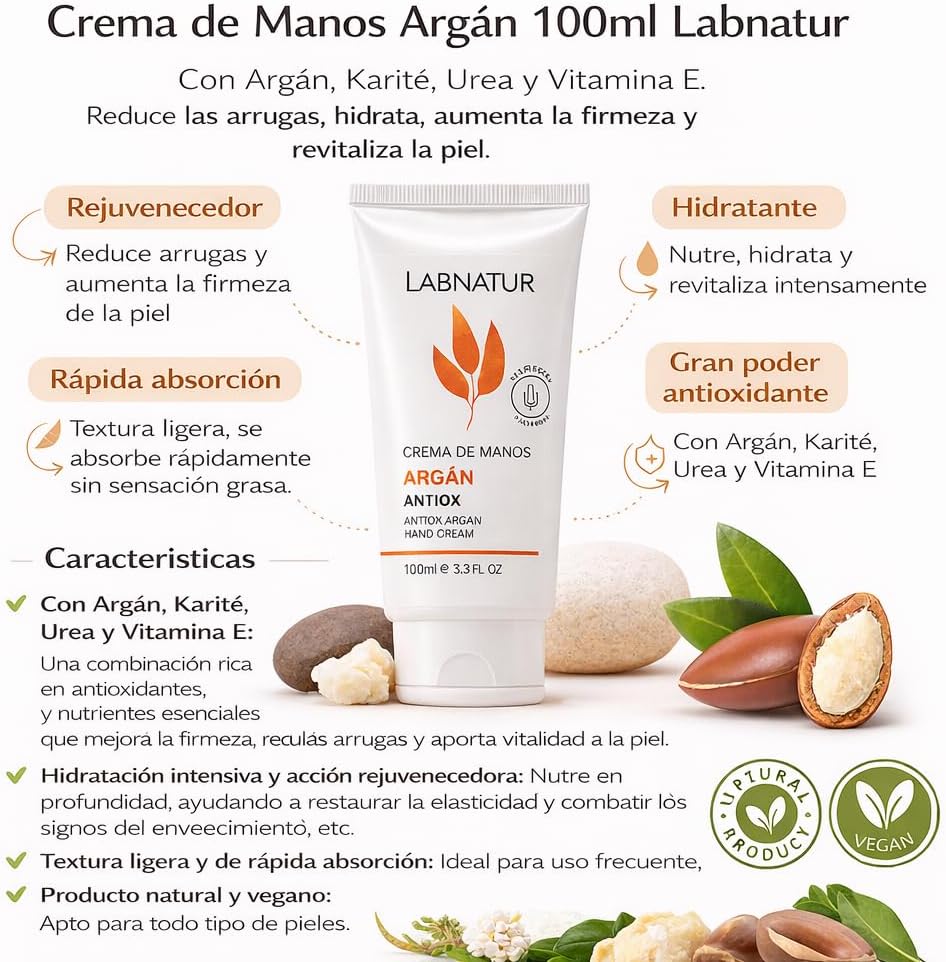 Crema de Manos Argán Labnatur 100 ml | Nutritiva | Hidratante | Manos Secas - Image 4