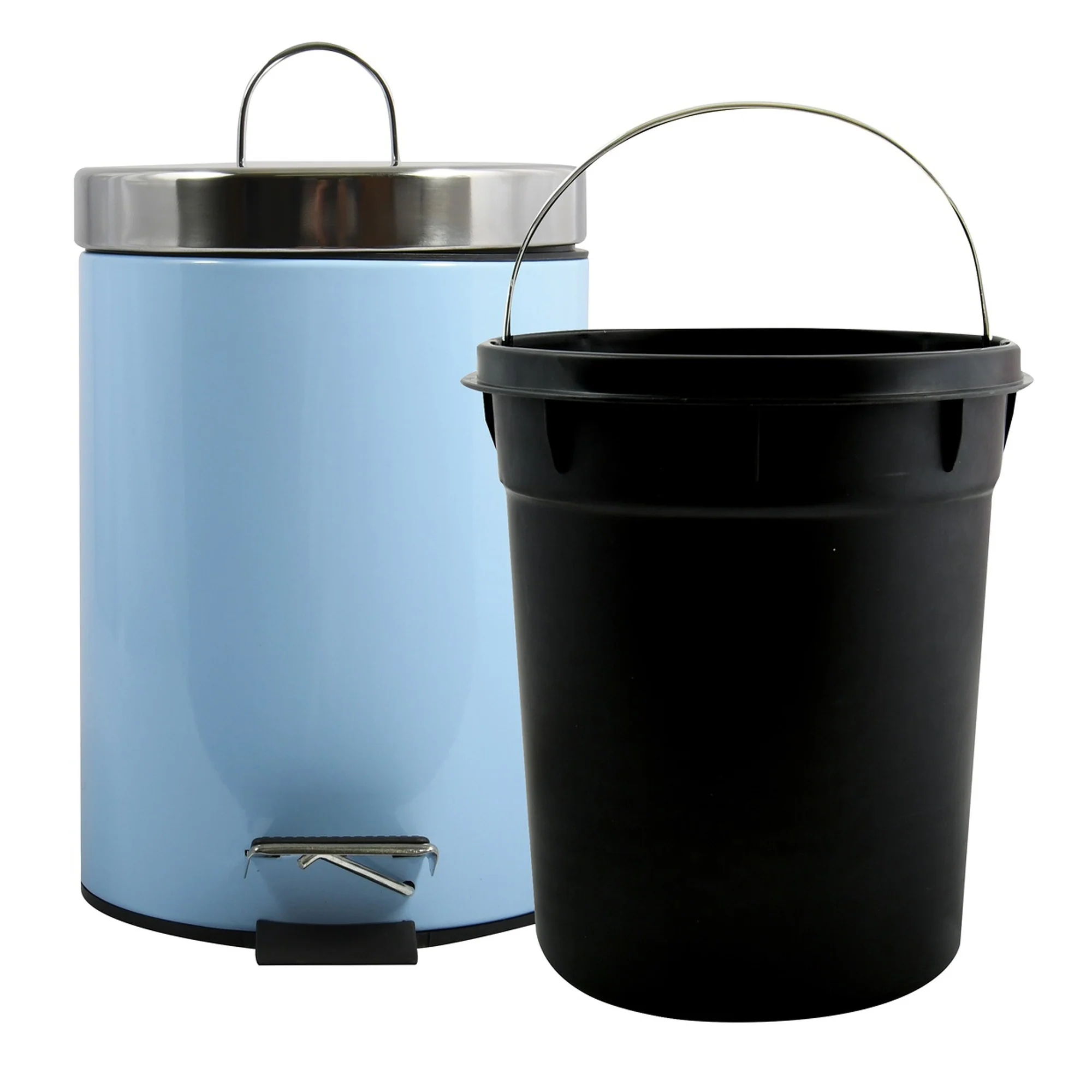 Cubo De Basura Con Pedal Msv 3l De Acero Inoxidable En Color Azul Pastel - Image 4