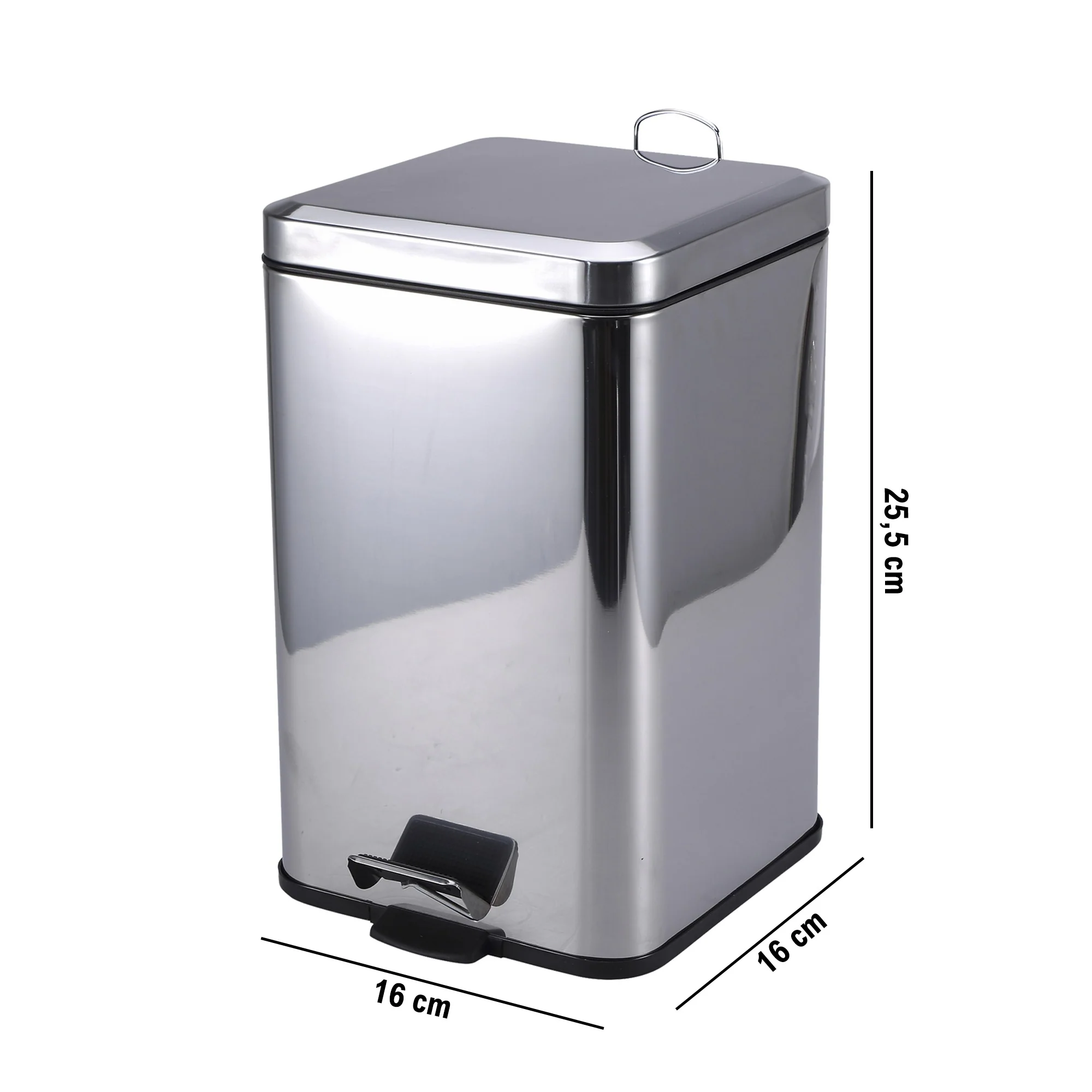 Cubo De Basura Con Pedal Protenrop En Color Metalizado Fabricado En Acero Inoxidable 16 X 16 X 25,5 Cms - Image 3