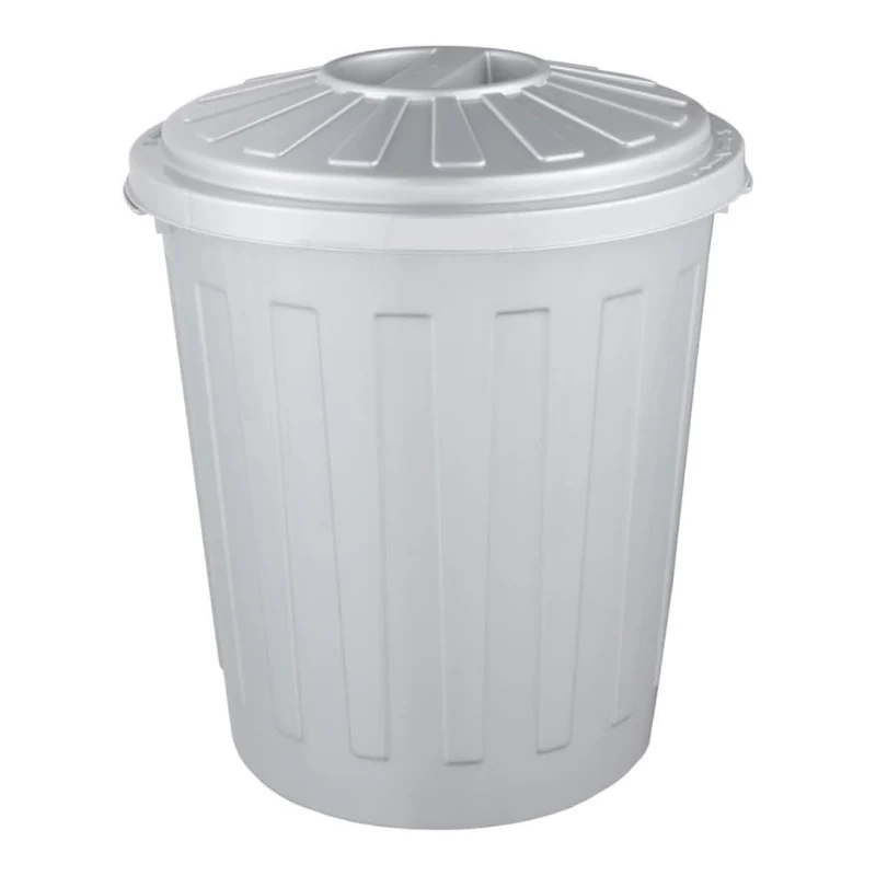 Cubo De Basura / Papelera Polivalente Con Tapa Cerrable, Pequeño, Plástico Resistente (pp), 7 l, Mats, Plateado