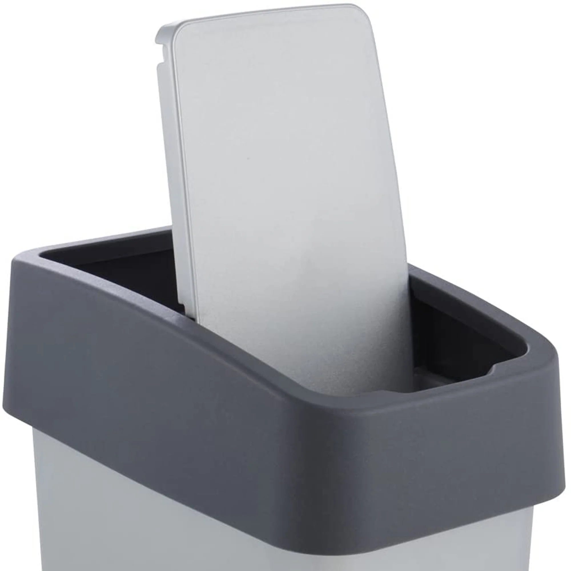 Cubo De Basura Premium Con Tapa Abatible, Tacto Suave, 10l, Color Plateado - Image 4