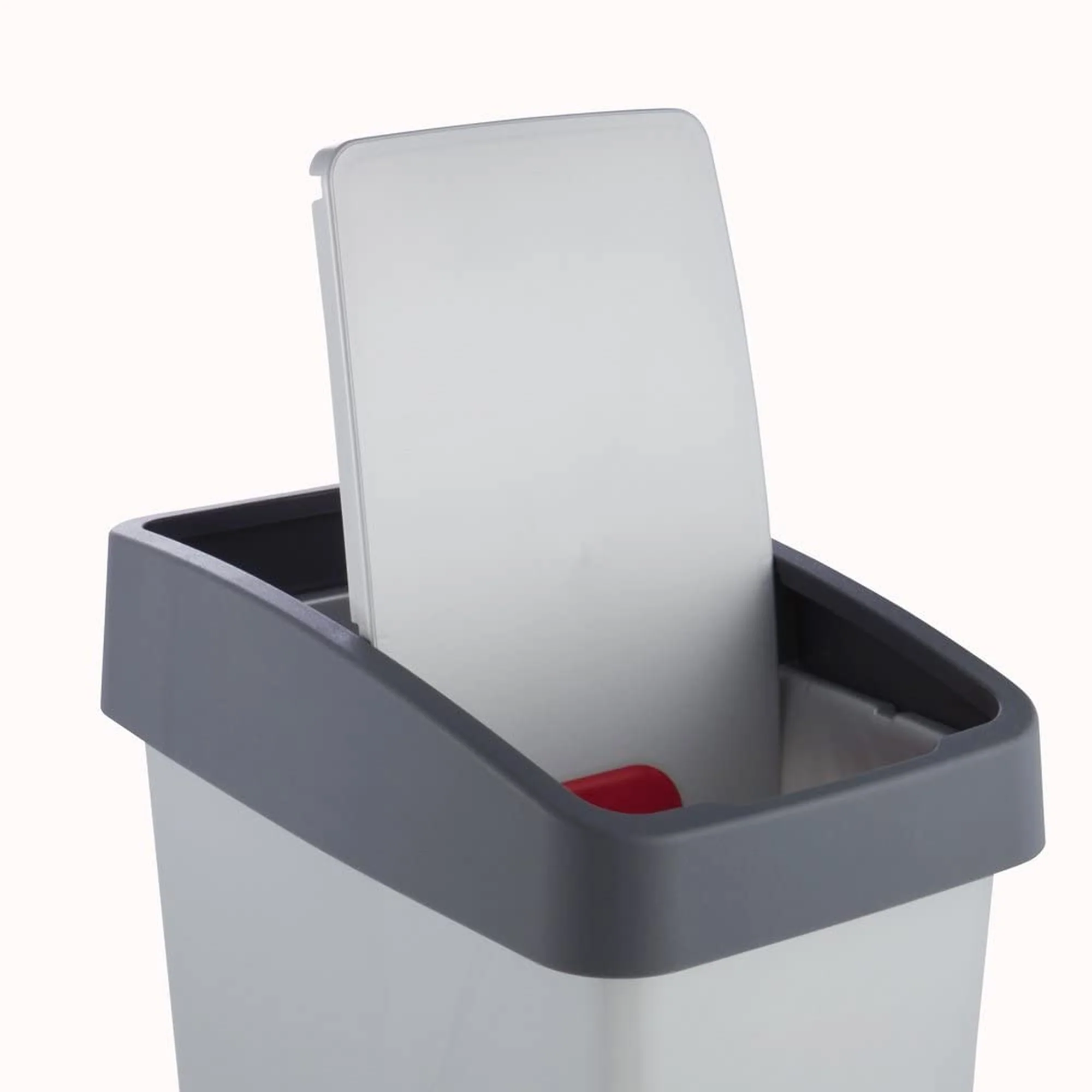 Cubo De La Basura Premium Con Tapa Abatible, Tacto Suave, 25 L, Magne, Plateado - Image 4