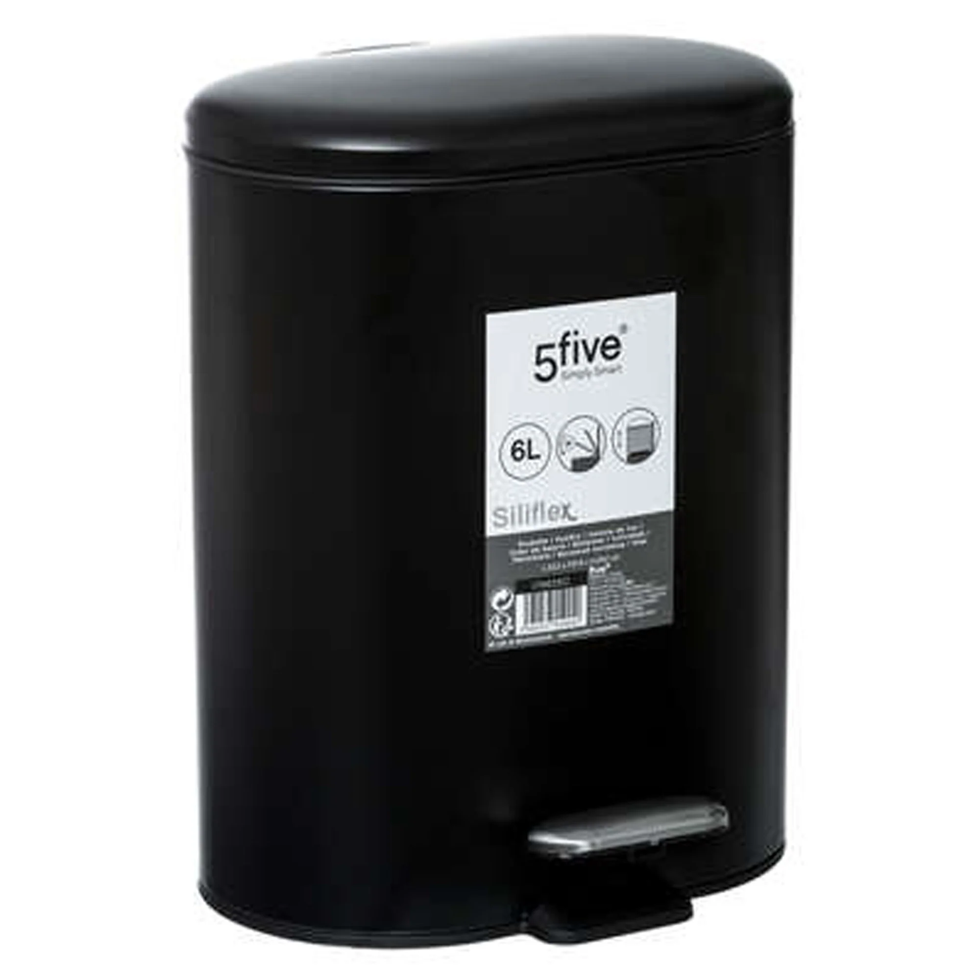 Cubo Pedal Acero Inoxidable Siliflex 6 L Negro - Image 5