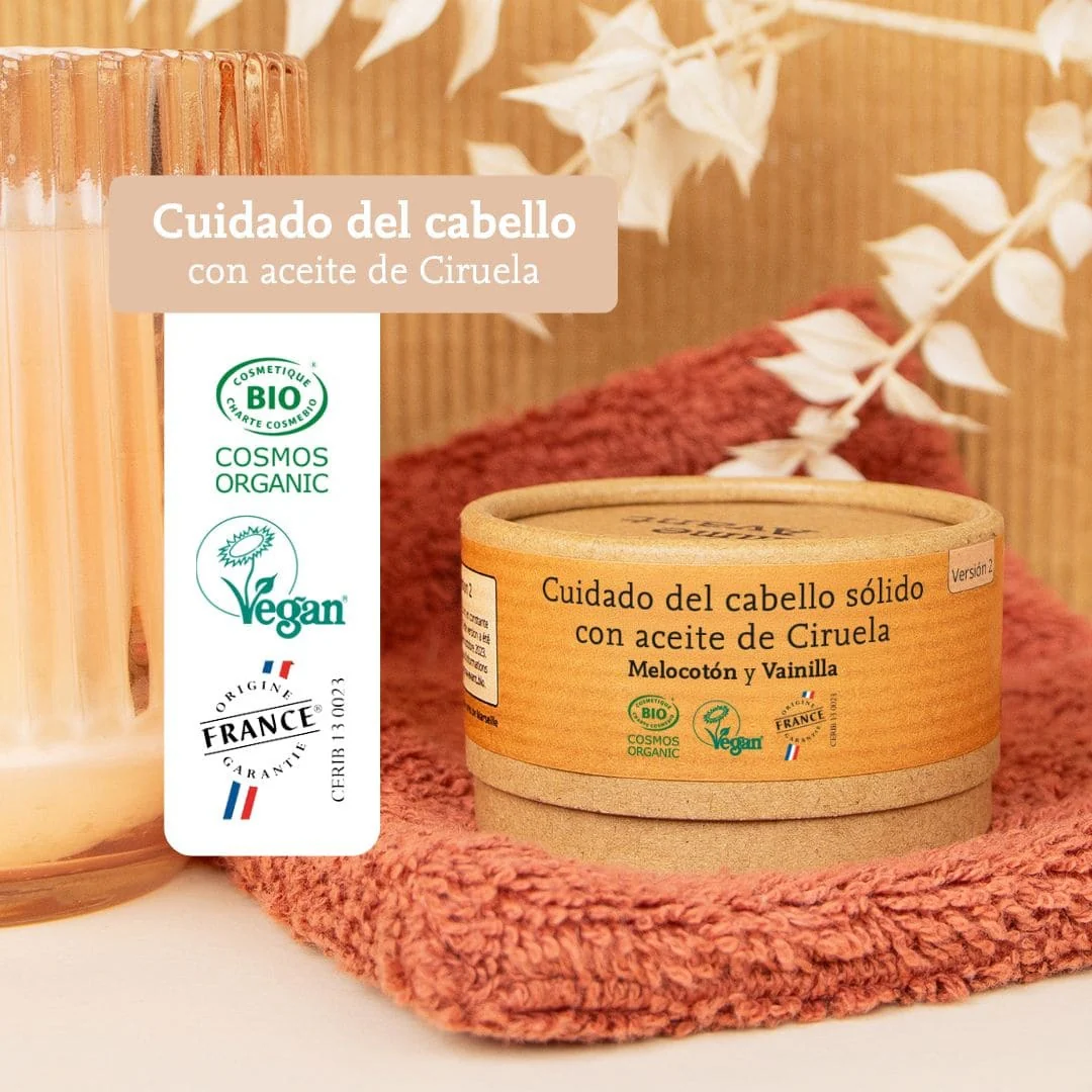 Cuidado del cabello sólido con aceite de Ciruela, Melocotón y vainilla Comme Avant 50 g - Image 3