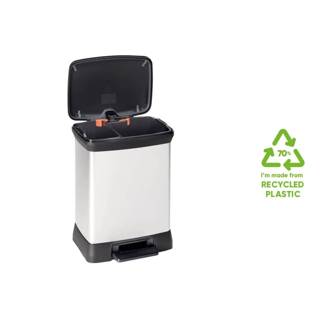 Curver Papelera Doble De Pedal Deco Plateado 10l+18l
