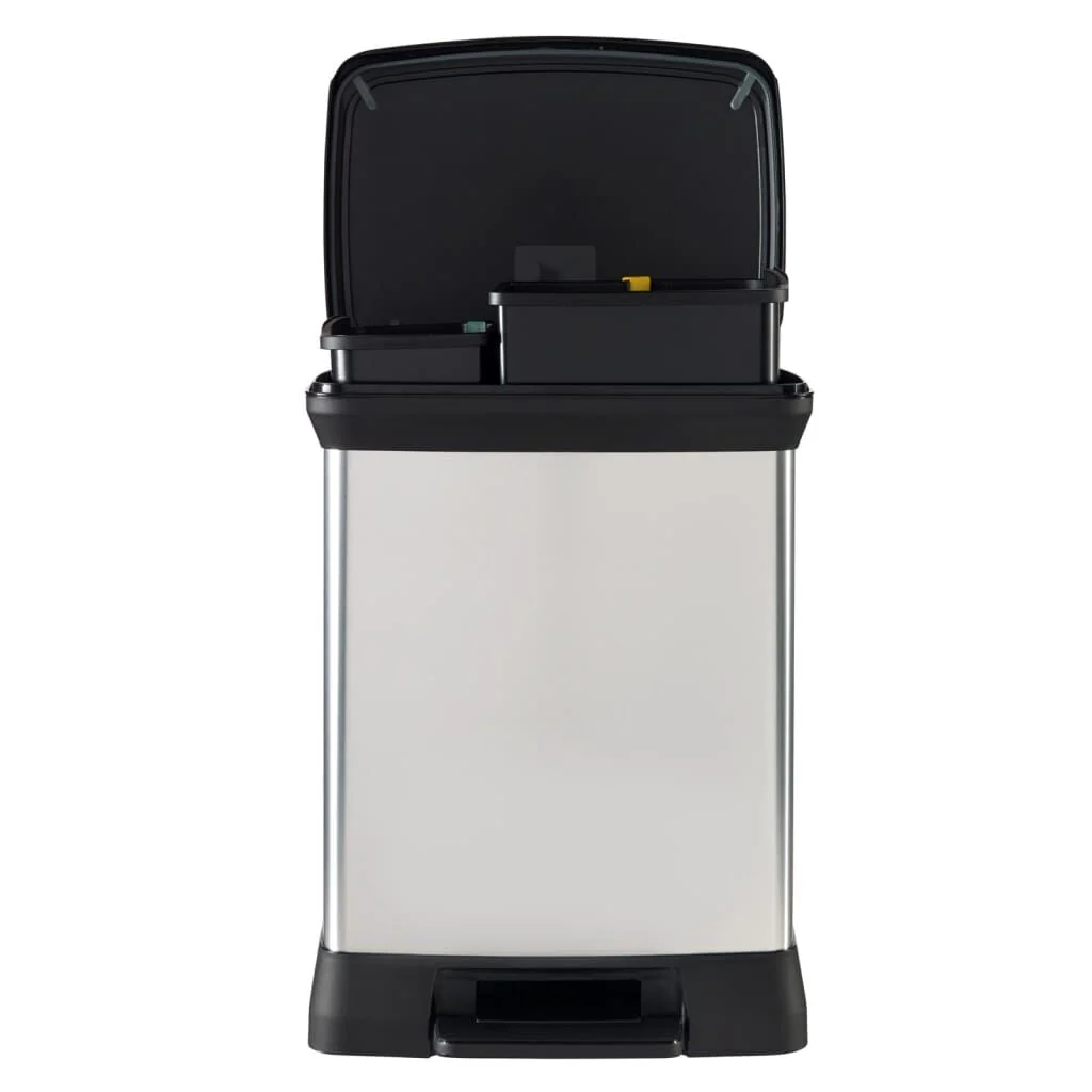 Curver Papelera Doble De Pedal Deco Plateado 10l+18l - Image 4