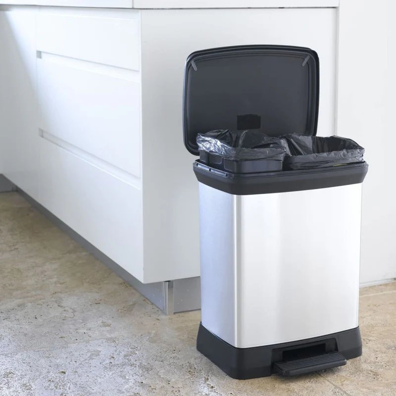 Curver Papelera Doble De Pedal Deco Plateado 10l+18l - Image 6