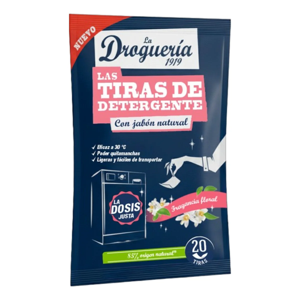 Detergente en Tiras para Lavadora Fragancia Floral LA DROGUERÍA 1919 20 Lavados
