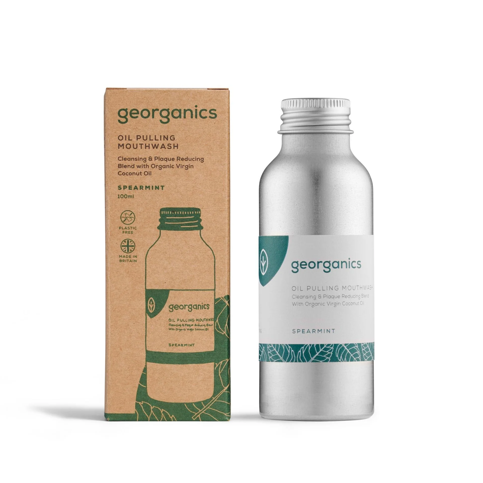 Enjuague Bucal con Aceite de Coco y Menta Envase aluminio Georganics 100 ml - Image 2