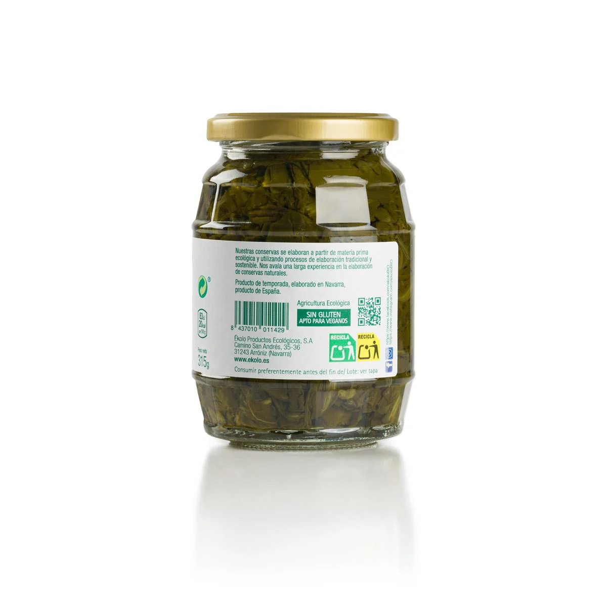 Espinacas Ecológicas al Natural en conserva Ékolo 315 g - Image 2