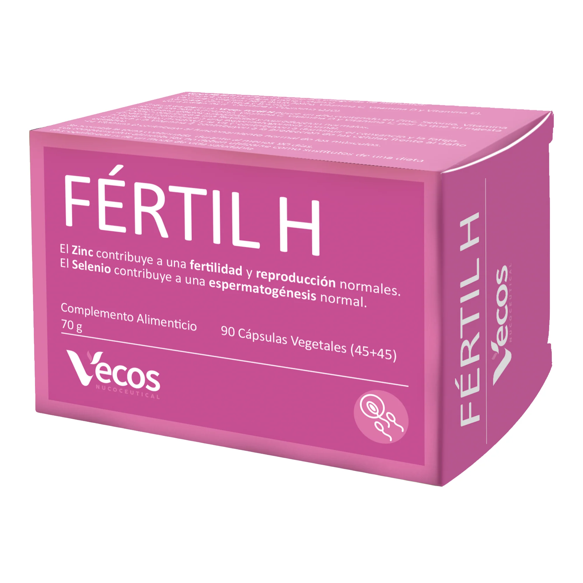 Fértil H Vecos 45+45 Cápsulas | Estimulación De Fertilidad Masculina | Zinc + Selenio