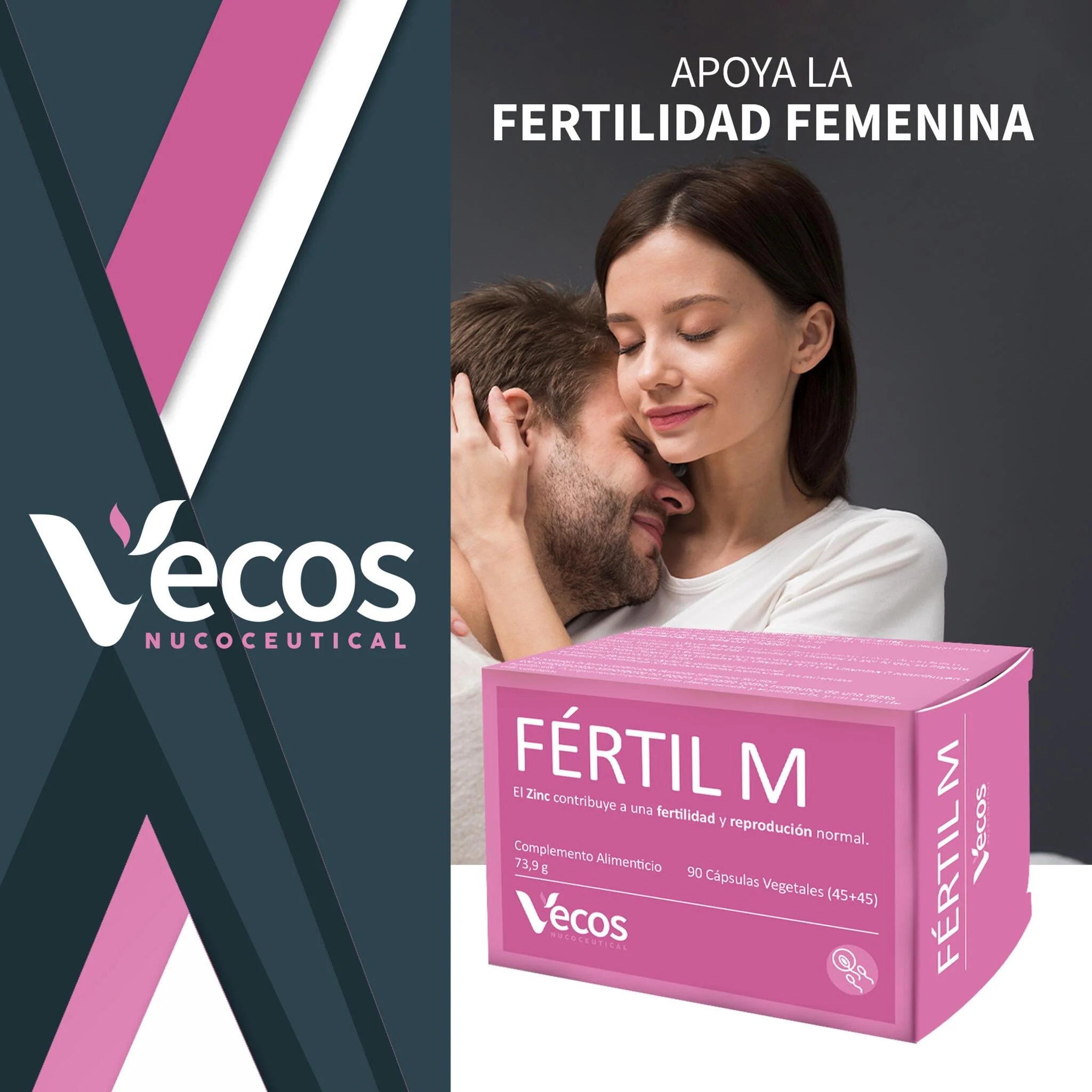 Fértil M Vecos 45+45 Cápsulas | Fertilidad Femenina, Preconcepción Y Regulador Hormonal | Inositol Y Folato - Image 2