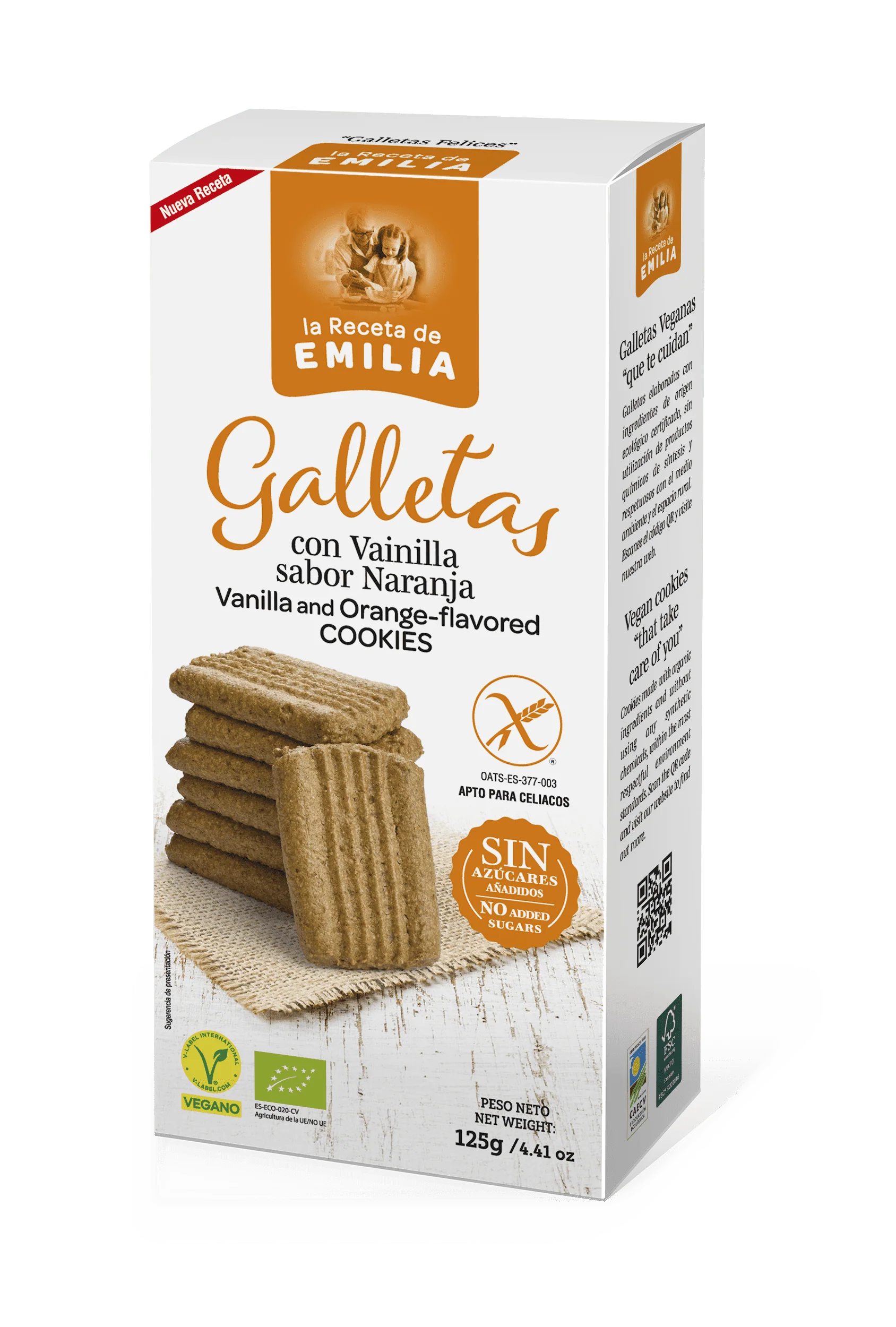 Galletas Con Vainilla Y Sabor Naranja sin Azucares Añadidos 125 Gr.