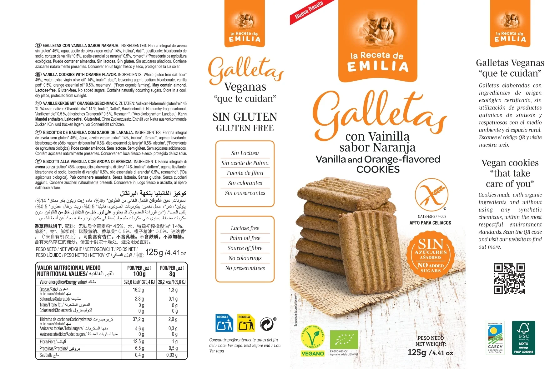 Galletas Con Vainilla Y Sabor Naranja sin Azucares Añadidos 125 Gr. - Image 2