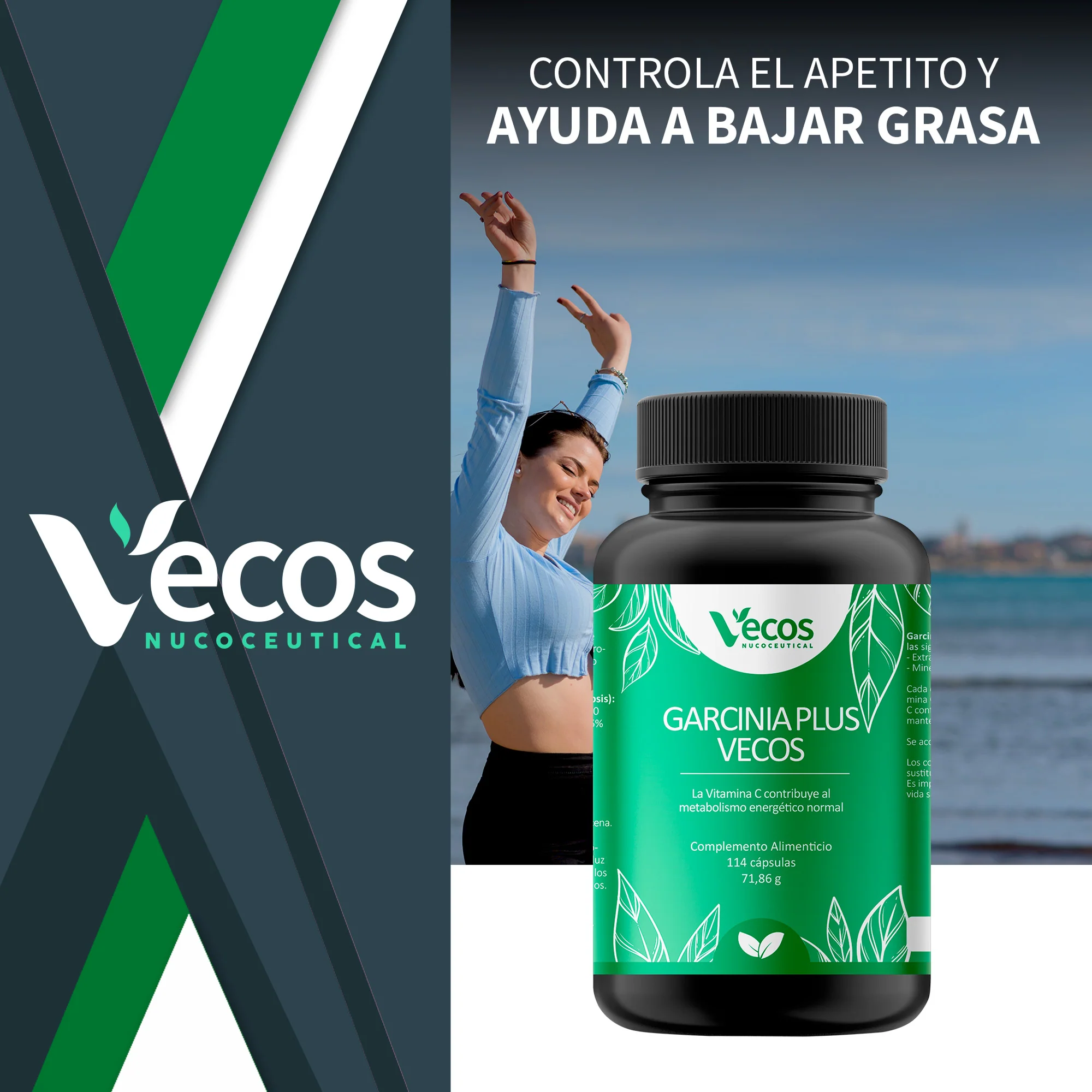 Garcinia Plus Vecos 114 Cápsulas | Control Del Apetito Y Peso | Glucomanano Saciante - Image 2
