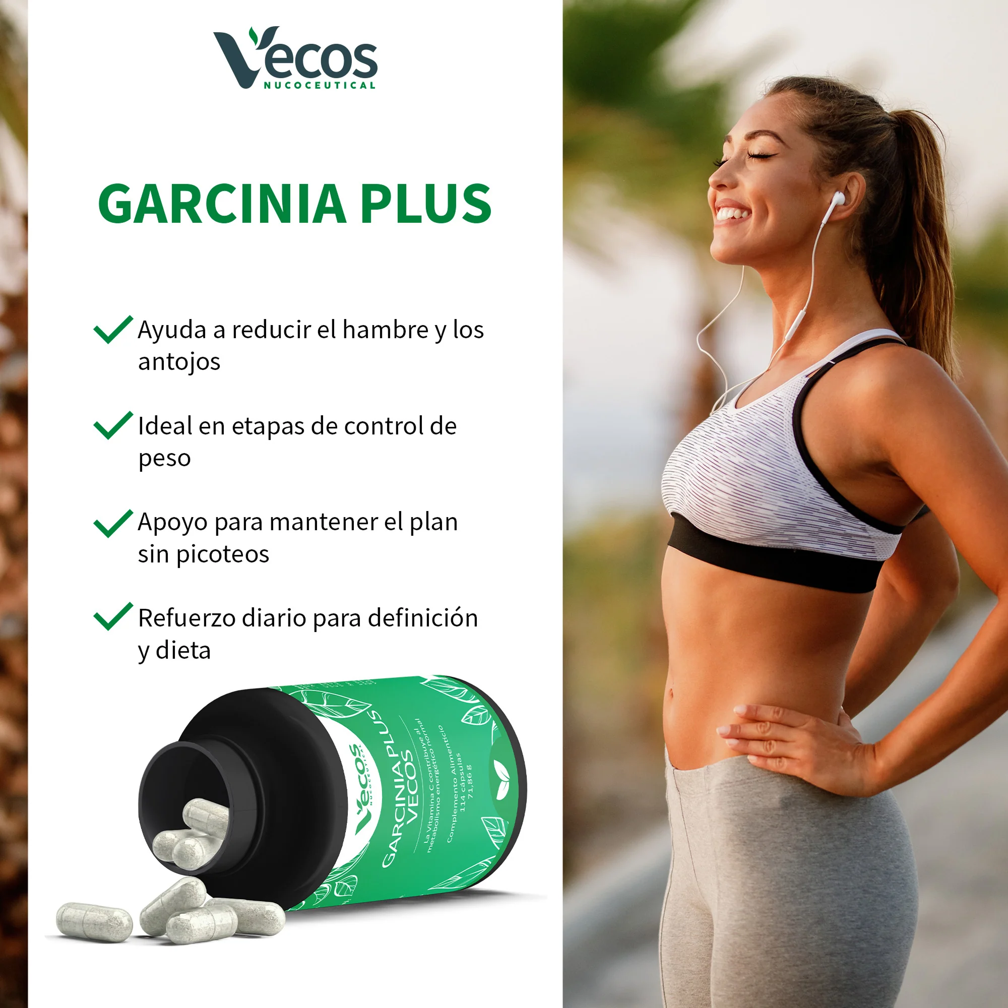 Garcinia Plus Vecos 114 Cápsulas | Control Del Apetito Y Peso | Glucomanano Saciante - Image 4