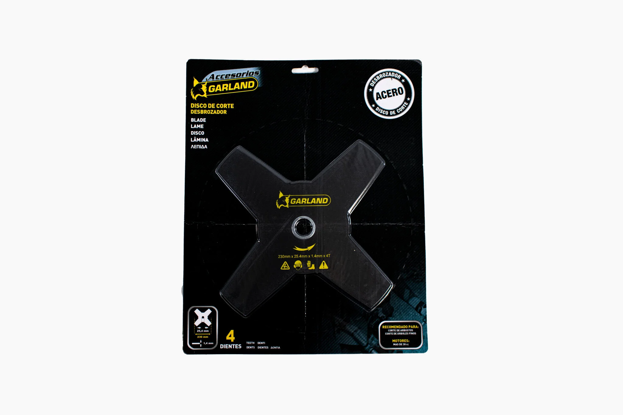 Garland - 7100230144 Disco Desbrozar - Cuchilla Para Trabajos De Desbroce Y Corte De Hierba Resistente Y Matorrales D.int:25,4mm, D. Ext: 230mm