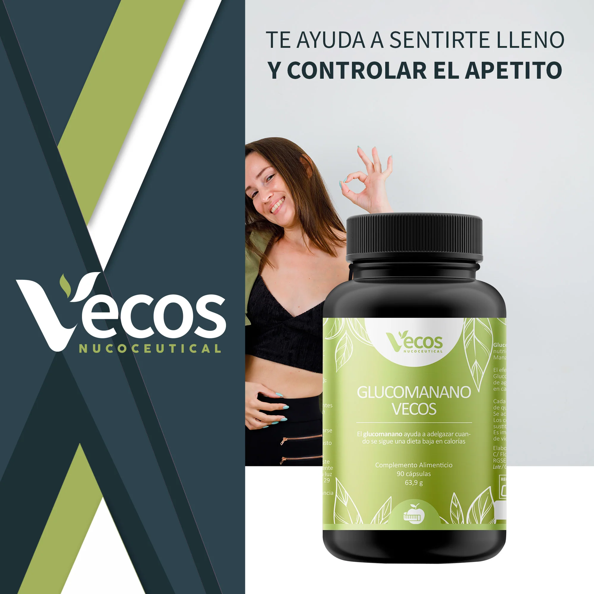 Glucomanano Vecos 90 Cápsulas | Saciedad Y Control Del Apetito - Image 2