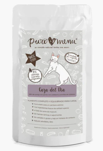 regalo Comida húmeda Barf gatos Caza del día Conejo Puromenu 100 g