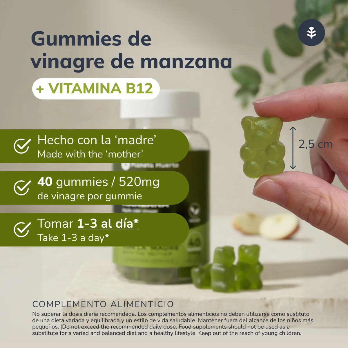 Gummies de Vinagre de Manzana sin filtrar Planeta Huerto 40 gominolas - Image 5