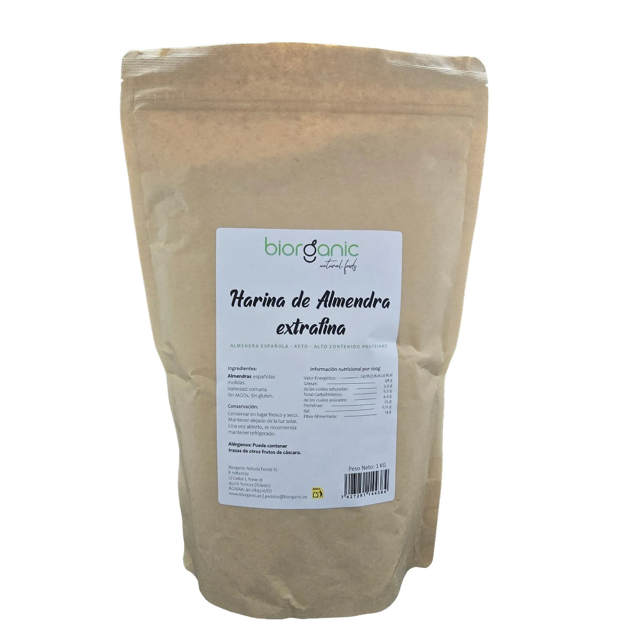 Harina De Almendra 1kg Keto, 100% Natural – Sin Gluten – Biorganic