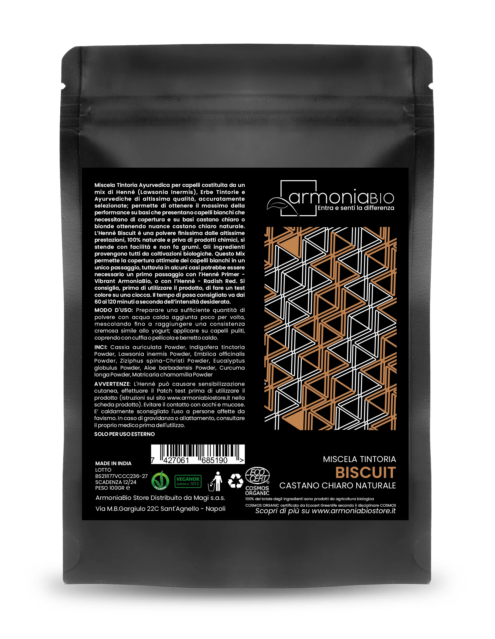 Henna Castaño Claro Natural Biscuit Armoniabio 100g - Image 2