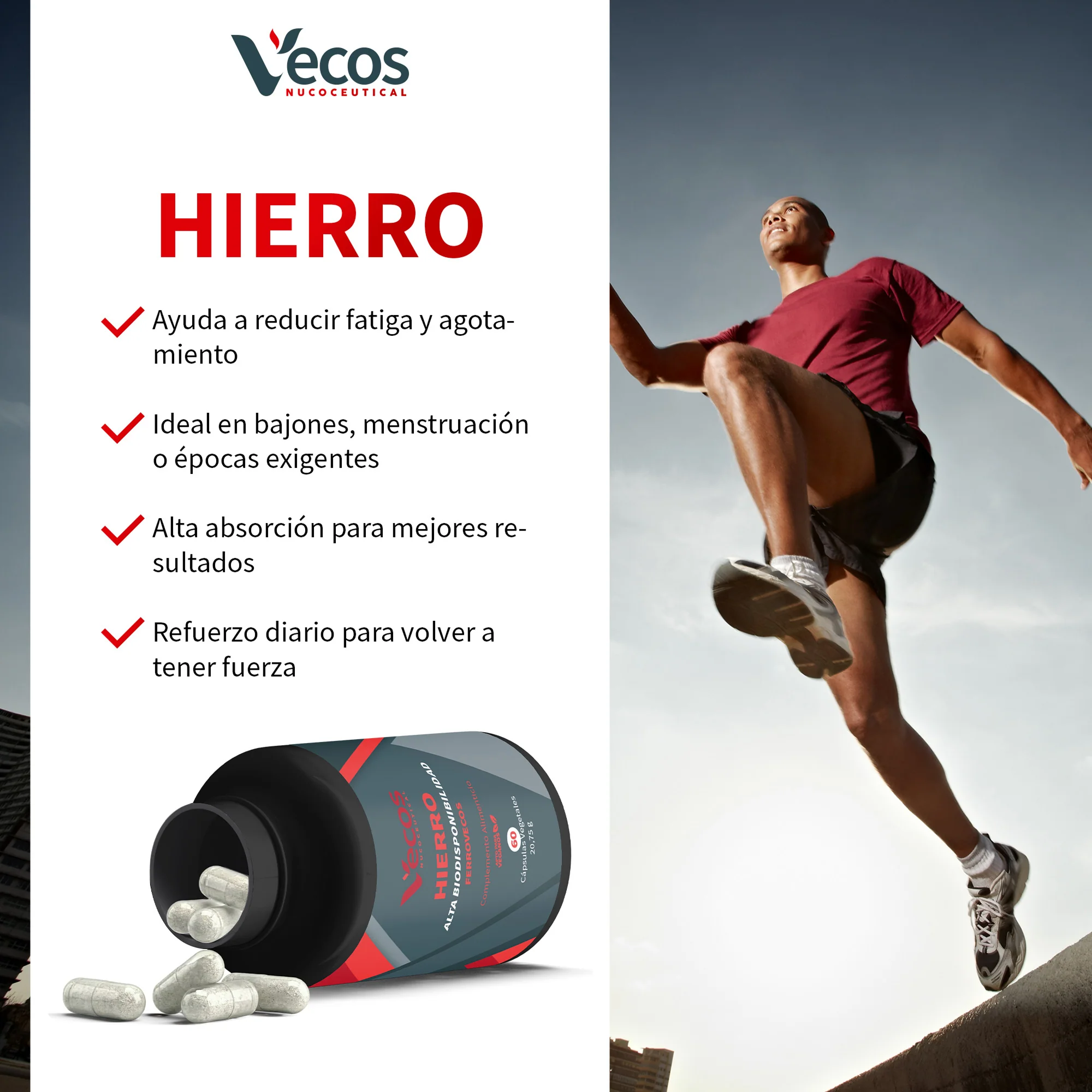 Hierro Alta Biodisponibilidad Vecos 60 Cápsulas | Energía Y Reducción De La Fatiga - Image 4