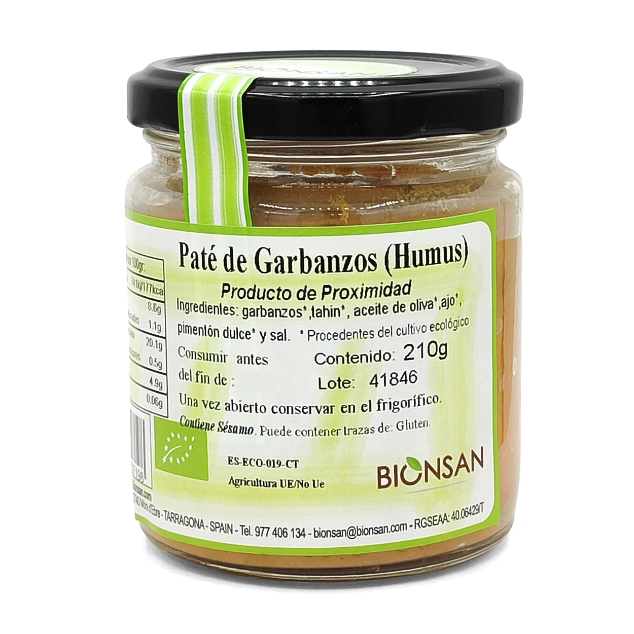 Hummus De Garbanzos Eco Bionsan 210gr