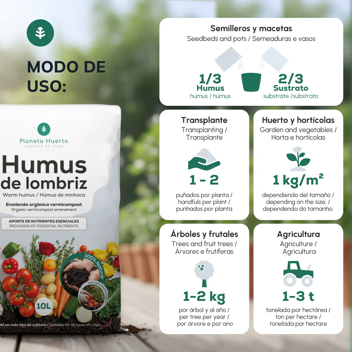 Humus de Lombriz 100% Natural Planeta Huerto 42 L - Image 4