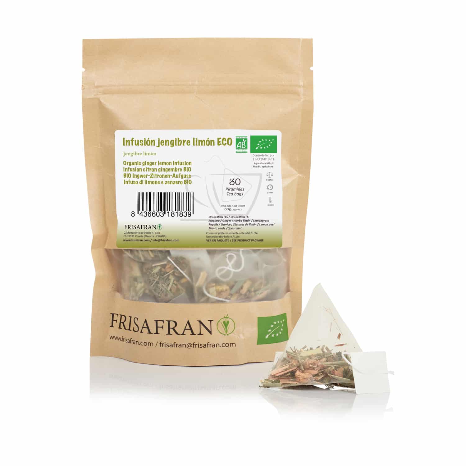 Infusión De Jengibre-limón |pirámides | Calidad | Frisafran 30 Uds