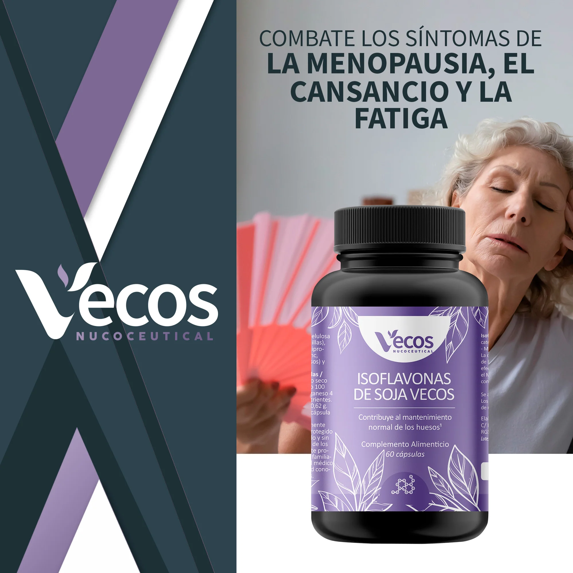 Isoflavonas De Soja 86 Mg Vecos 60 Cápsulas | Bienestar En La Menopausia Y Equilibrio Hormonal | Con Vitamina B6 - Image 2