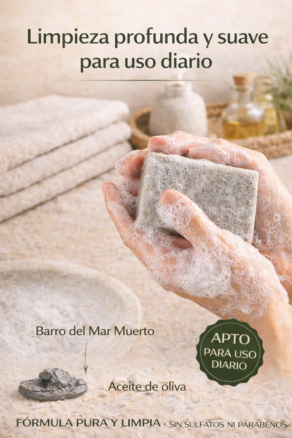Jabón Sólido Natural De Barros Del Mar Muerto 100 G | Limpieza Purificante | M&on Naturals - Image 4