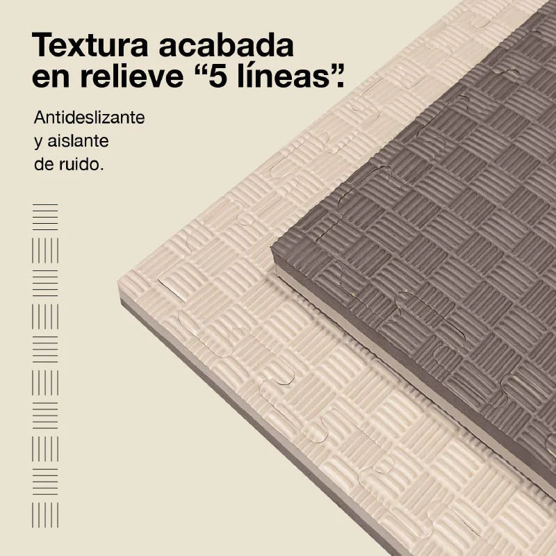 Jowy Tatami Puzzle 2cm 100x100cm, Pack 4 Unidades – Superficie 5 Líneas Gris/blanco - Image 4