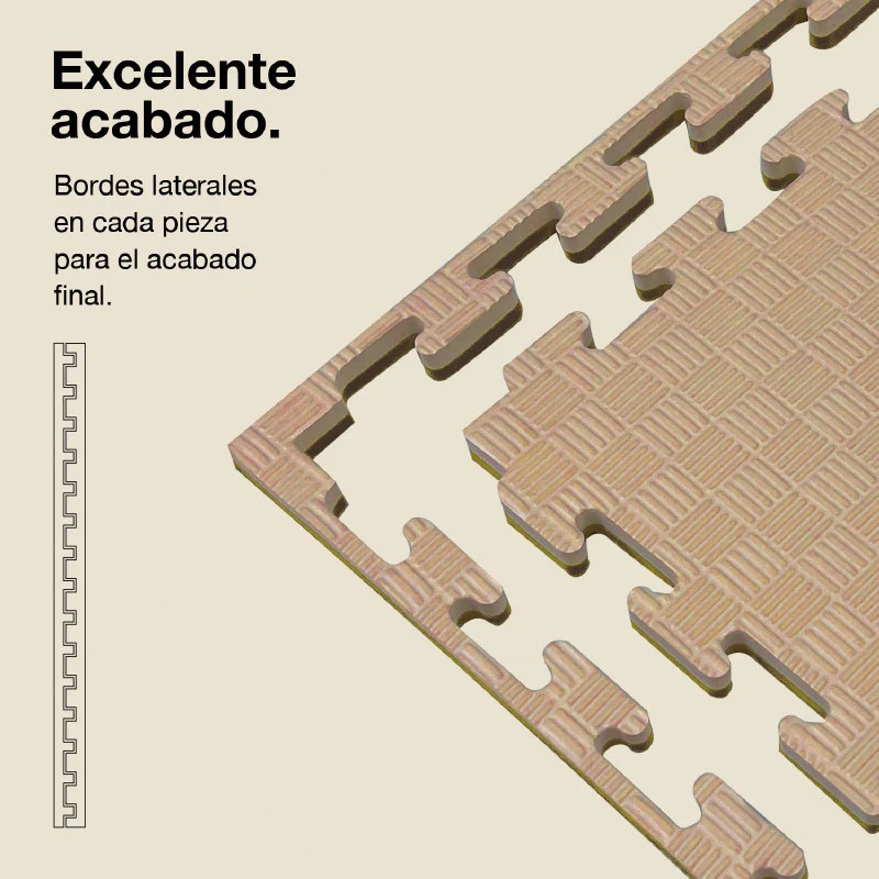 Jowy Tatami Puzzle 2cm 100x100cm, Pack 4 Unidades – Superficie 5 Líneas Marrón/beige - Image 3